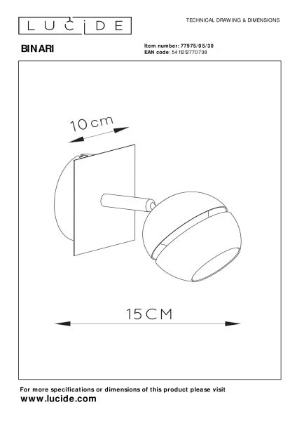 Lucide BINARI - Deckenstrahler - LED - 1x4,5W 2700K - Schwarz - TECHNISCH